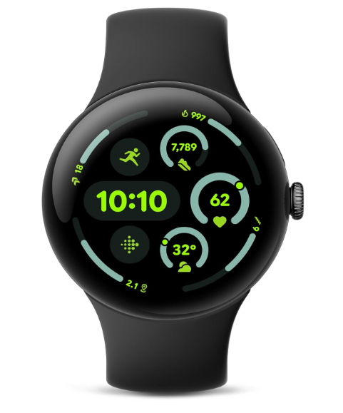 Google Pixel Watch 3 45mm Matte Black with Obsidian Active Band)