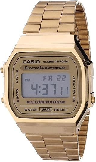 Casio Vintage Collection A168 Gold-Tone Digital Watch with Stainless Steel Band